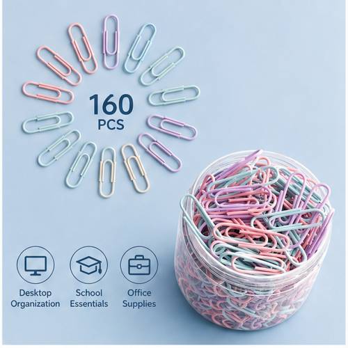 morandi 29mm colored stainless steel paperclips 160pcs set large size office stationery with storage box suitable for documents and bookmarks