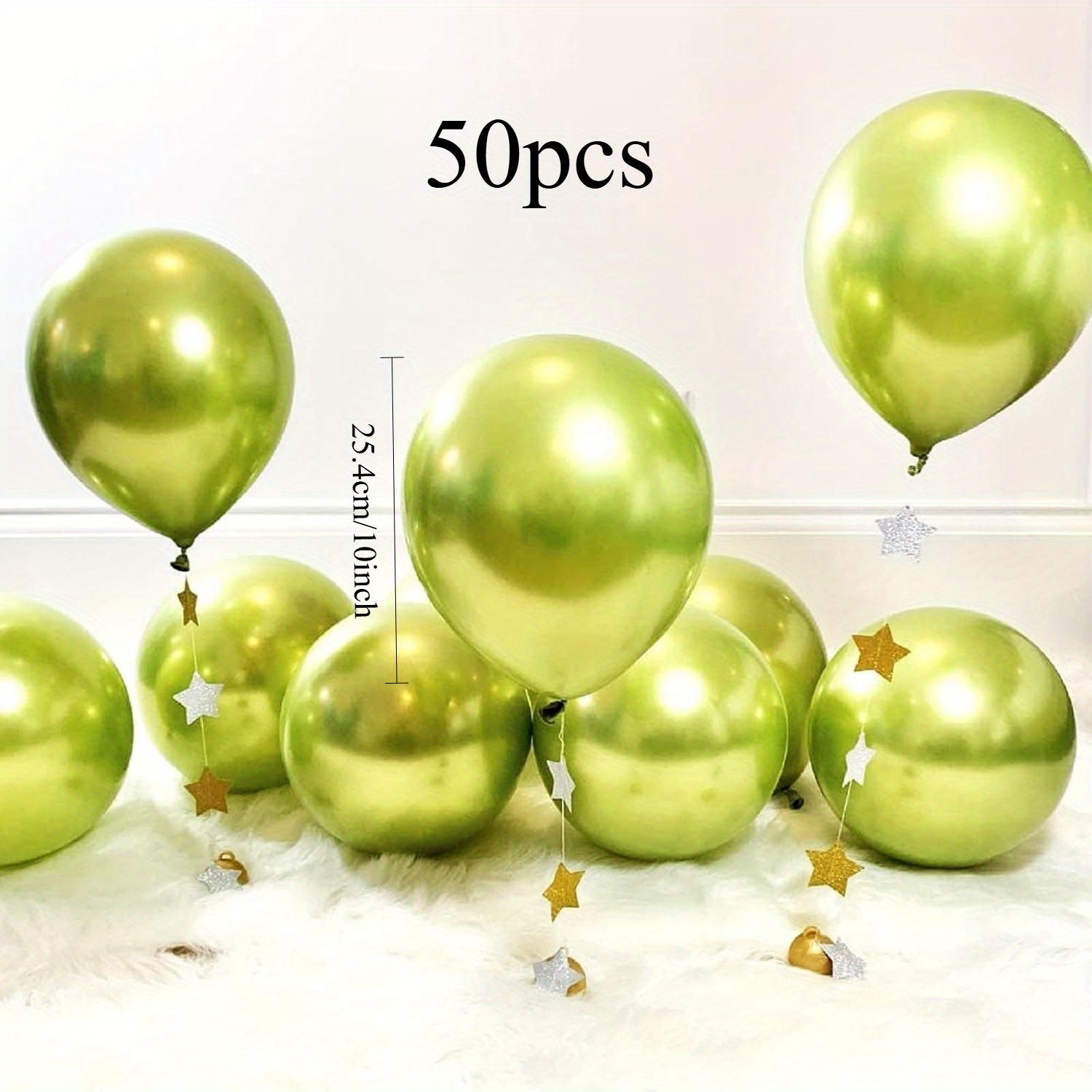 Image of Metal Lime Green Balloons 10-inch 50 Neon Green Latex Balloons Chrome Helium Shiny Thickened Balloons Perfect For Party Decoration, Weddings, Birthdays, Showers, Graduation, Christmas Carnival