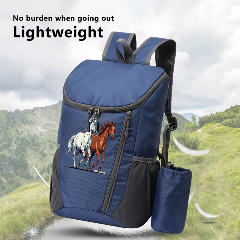 TEMU 1pc Horse Print Travel Backpack, Large Capacity Rucksack, Lightweight Hiking Backpack For Outdoor Sports, Camping And School, Casual Daypack For