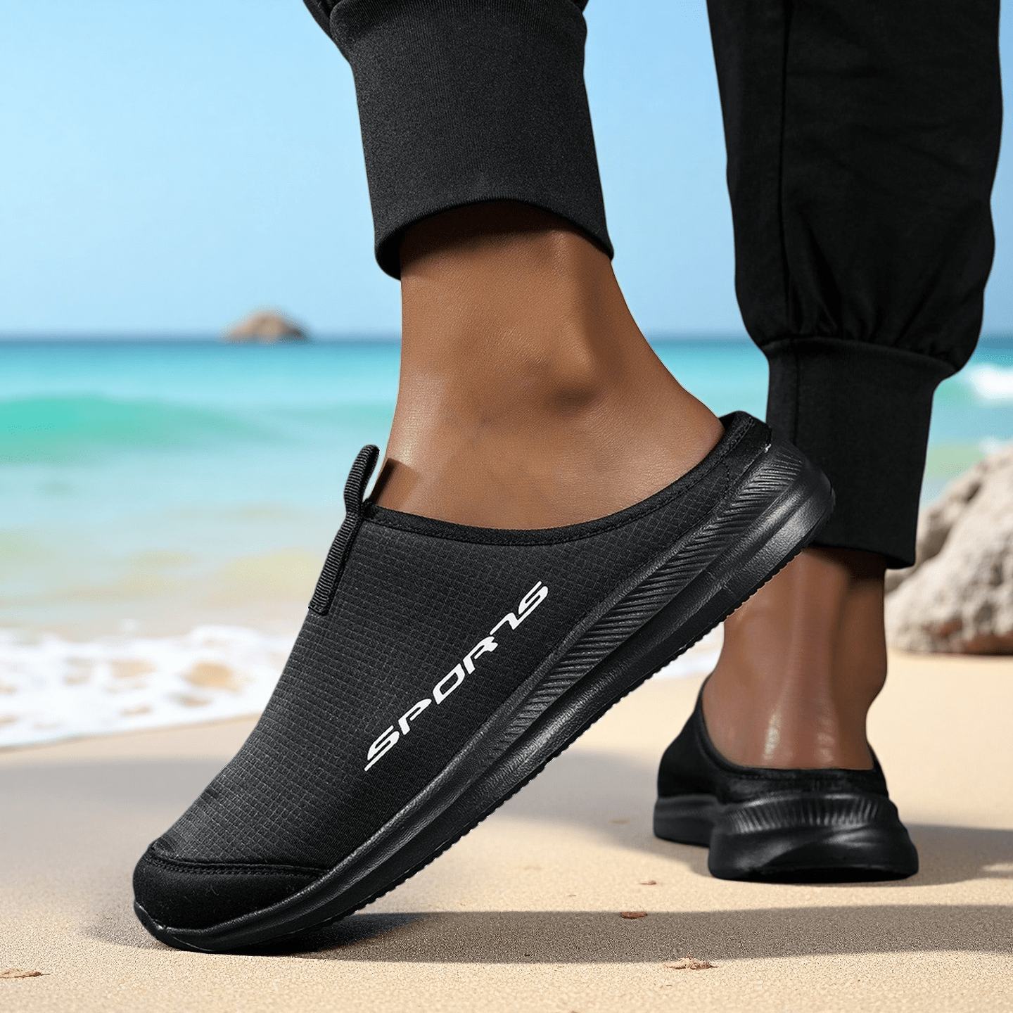 Men's Sporty Mules - Breathable Mesh Walking Shoes, Lightweight Athletic Half Slippers for Men - Casual Sneakers for Gym & Outdoor