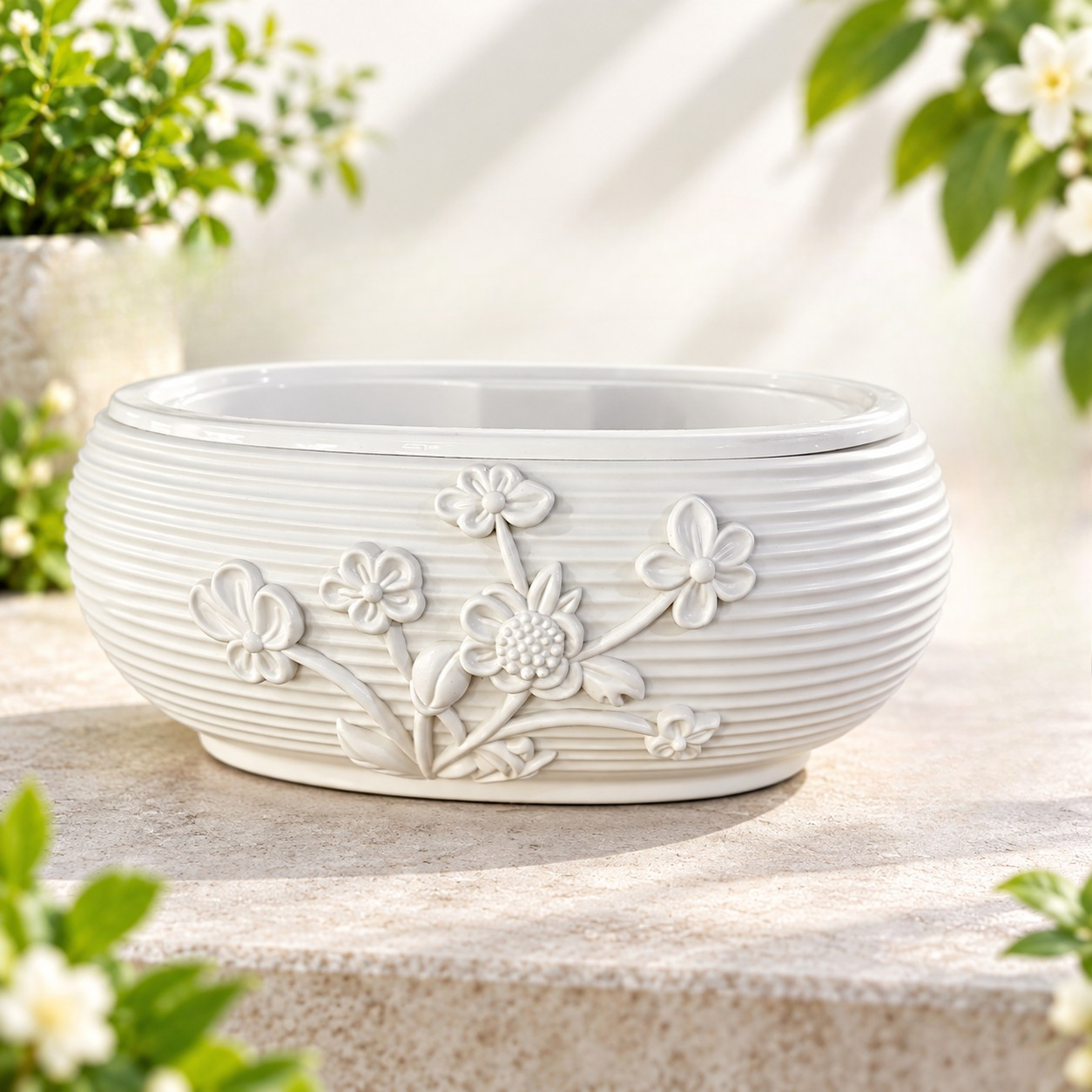 TEMU 1 Set (1pc Flower Pot And 1pc Planting Basket) Double-water-reservoir Embossed Pot For Phalaenopsis, And Succulent , For Study, Window Sill,