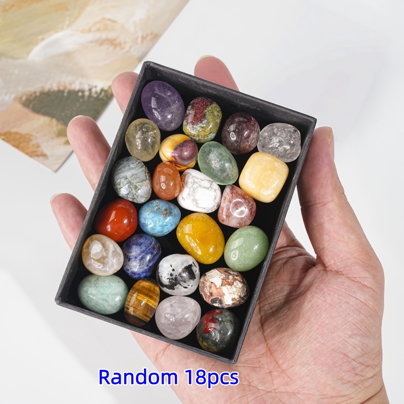 TEMU 18pcs [random Style] Polished Round Stone Specimens, Exquisite Home Decor, Scene And Holiday Decoration, Home And Office Decoration, Colorful