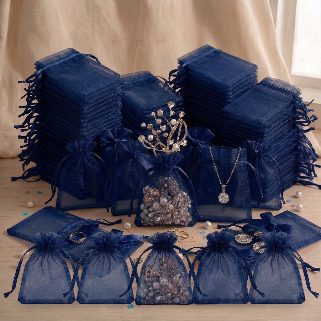 TEMU 103 Sachets Cadeaux en Organza Transparent 7X9Cm, Pochettes à Bijoux en Multicolore avec de Serrage, Sacs d'Emballage de pour de Mariage, Fête