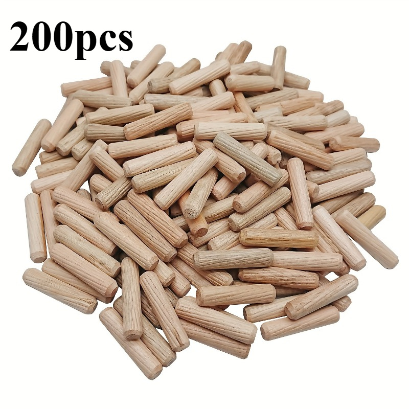 Image of 0.31inch×1.57inch L-shaped Grooved Wood Dowels With Tapered Ends For Easy Insertion, Straight Grooved Dowels For Furniture, Doors And Art Projects (straight Grooved, Metric)