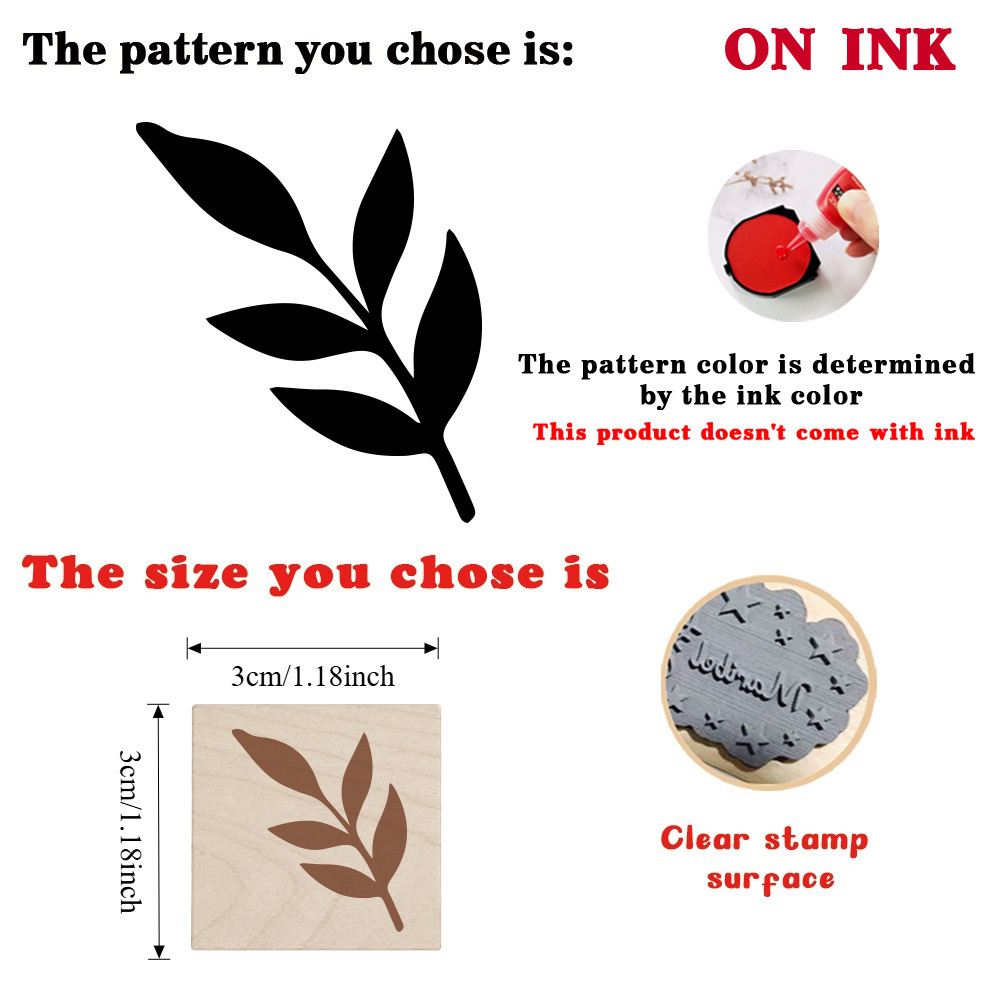 Fashion Five-Leaf Twig Wood Rubber Stamp