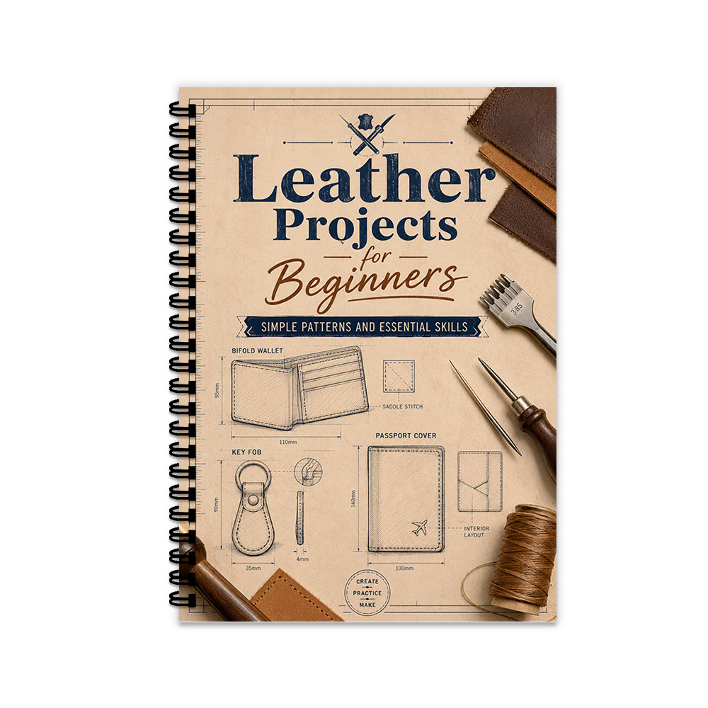 TEMU 1pc Subject Notebook Leather Projects For Beginners, Simple Patterns And , Diy Leather Craft Notes, Stitching, Cutting, Pattern Making,