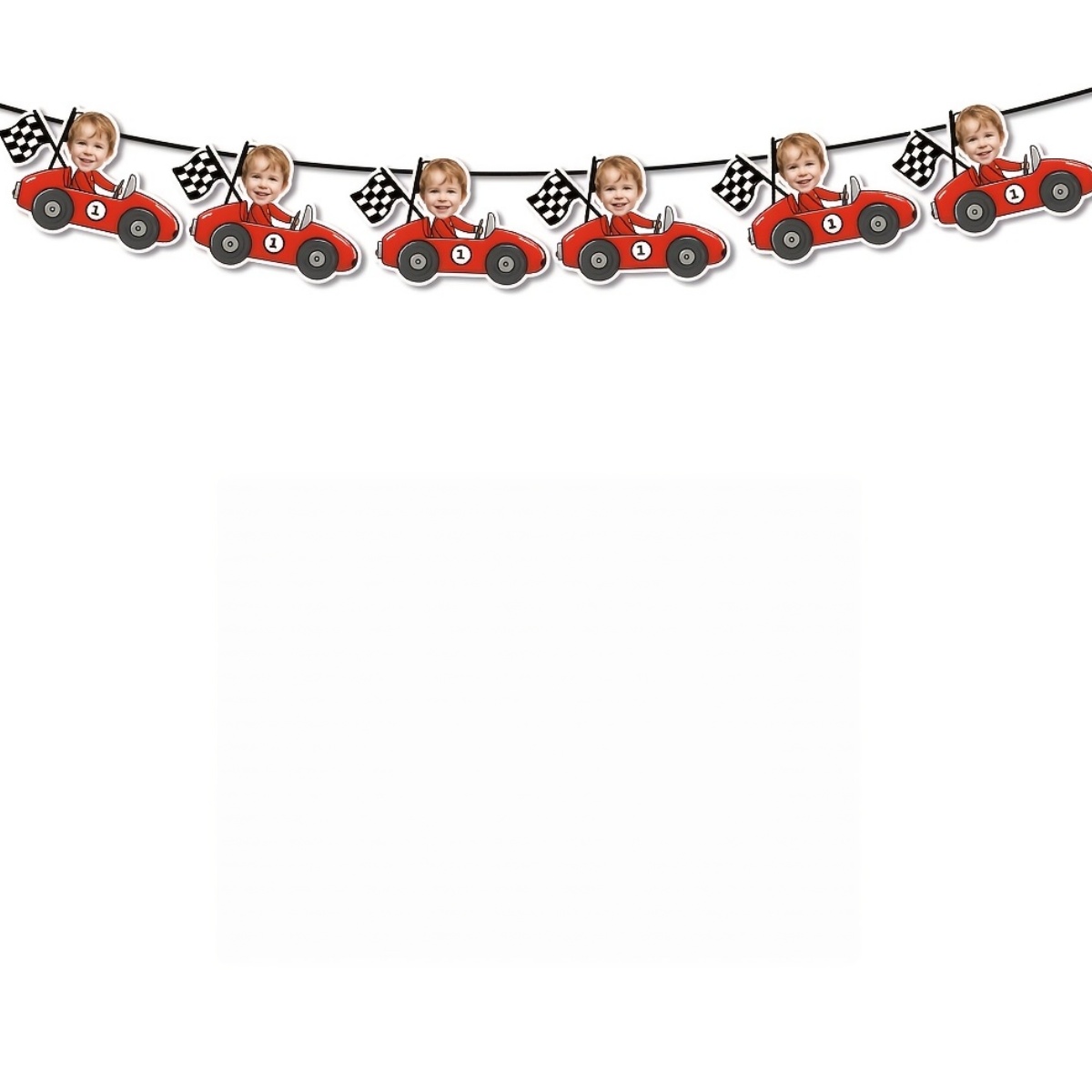 TEMU Personalized Racing-themed Face Photo Bunting Banners, Custom And Age Numbers, Checkered Flags And Paper Banner Garlands, Milestone Celebration