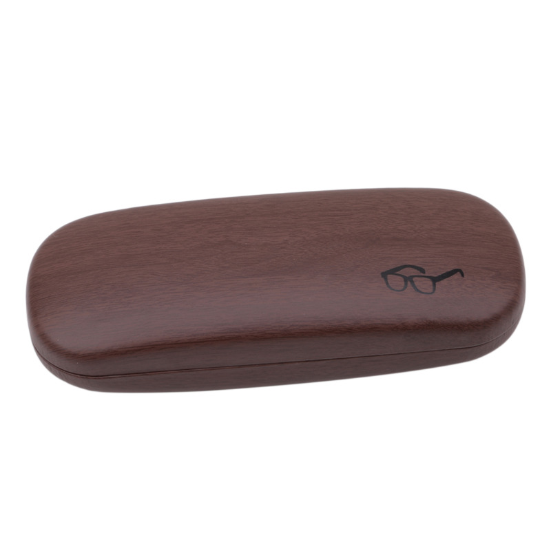 Image of High Quality Wood Grain Hard Kit Holder Metal Reading Glasses Case For Men And Women Pu Leather Eyeglass Box