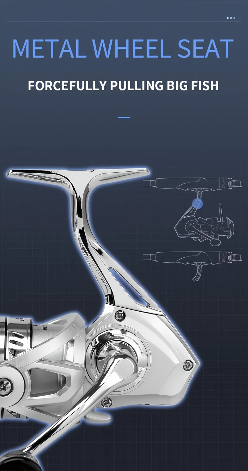 [Metal Fishing Reel] Metal Spinning Wheel with Swinging Arm Fishing Reel | Ergonomically Designed Handle, Durable Metal Arm, Suitable for Sea Fishing Rods, Freshwater and Saltwater Fishing | Made of Multi-Colored Stainless Steel and PA Body, Perfect Gift for Christmas, Valentine's Day, or Fishing Enthusiasts