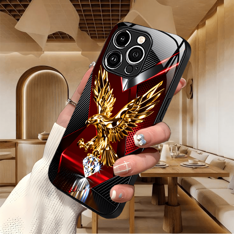 TEMU Phone Case - Golden Eagle Red And Black Domineering Trendy Black Phone Case Suitable For Iphone 17/17 Air/17 Pro/17 Pro Max/16/16 Pro/16 Plus/16