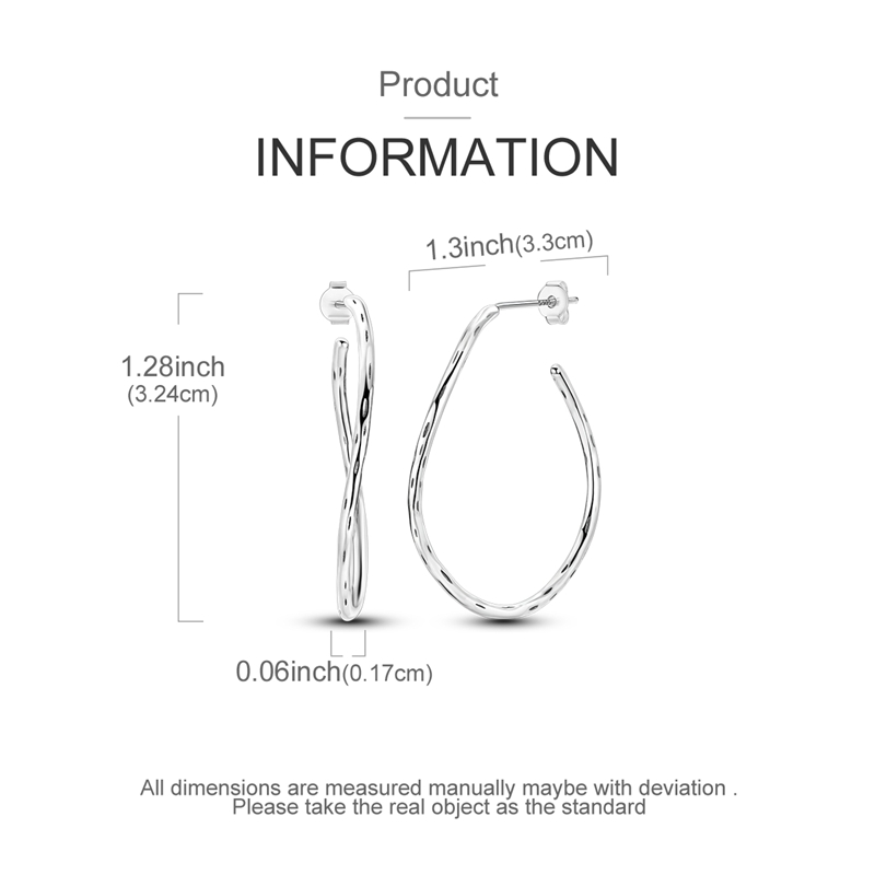 Women's 925 Silver Liquid Curve Big Hoop Earrings