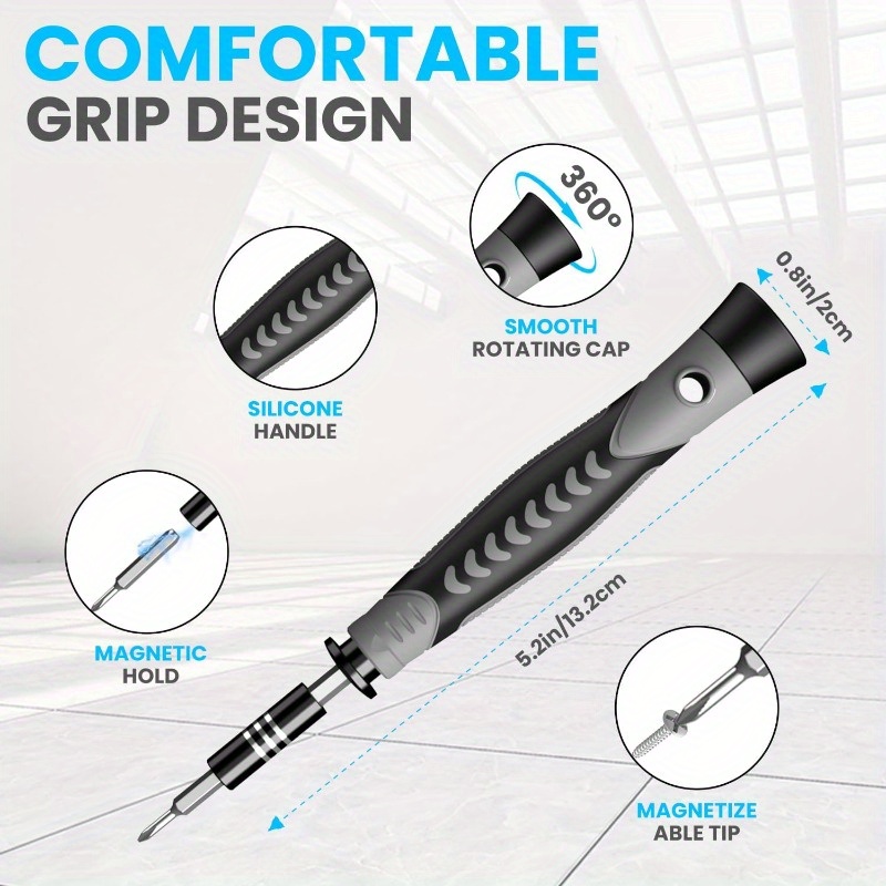 150 in 1 precision screwdriver set 120 bits full range small screwdriver set magnetic mini repair tool kit for ring doorbell laptop switch ps5   macbook iphone watch glasses navy blue Product details 1