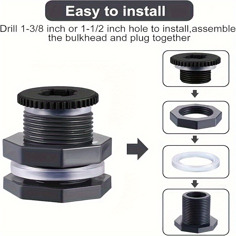 Image of A Pvc Partition Accessory With A Plug - Ideal For Rain Barrels, Aquariums, Water Tanks, And Swimming Pools (3/4 Inch Diameter, With A 4mm Thick Silicone Seal)