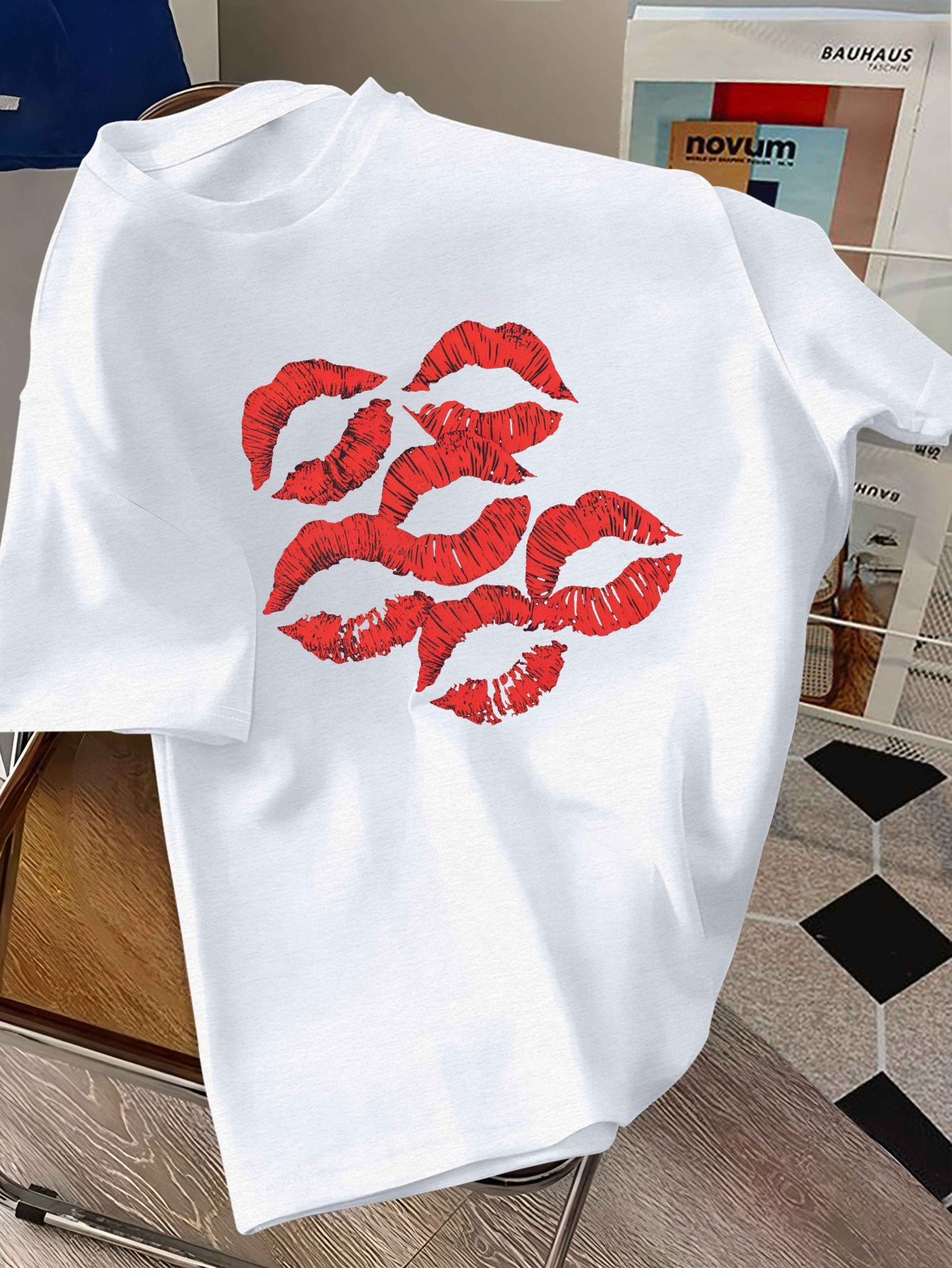 mens casual summer t shirt lipstick kiss print Temu Mauritius