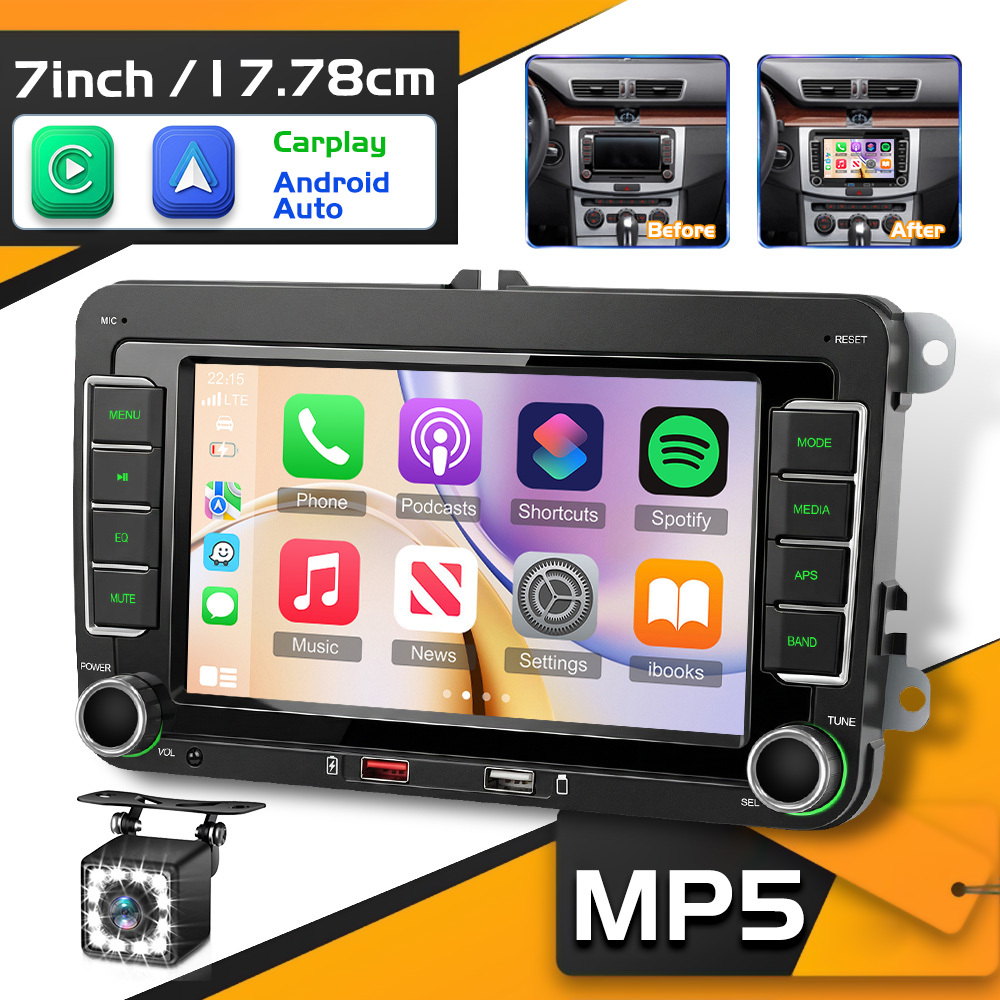 Image of 7 Inch Car Stereo Radio For Vw Seat , Touch Screen Multimedia Player With Auto, Gps Navigation, Wireless, Wifi, Fm/am/rds, , Steering Wheel Control, Reversing Camera Support
