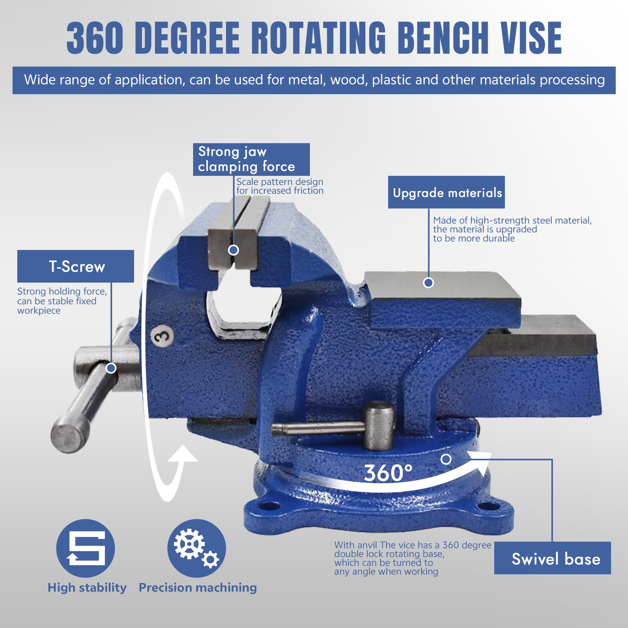 5 4 bench vise     bench vise with 360 flexible swivel locking base heavy duty home work 5 inch bench vice 16 5 ib 7 5 kg 4 inch bench vice 11 ib 5 kg