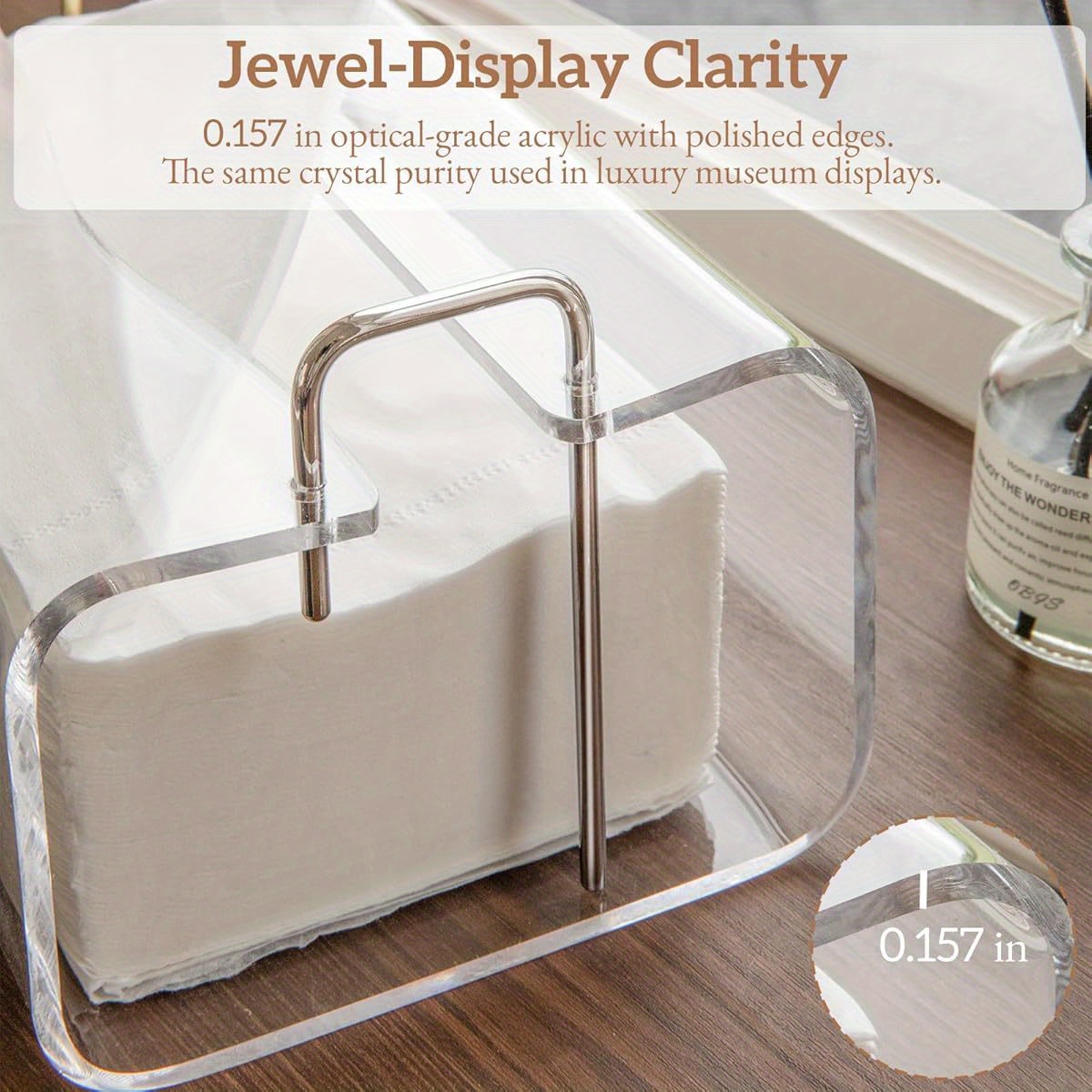 acrylic tissue box holder rectangle acrylic tissue holder with 2025 curved design silvery   9 5 x4 75   tissue box dispenser for bathroom kitchen office silvery accents Product details 1