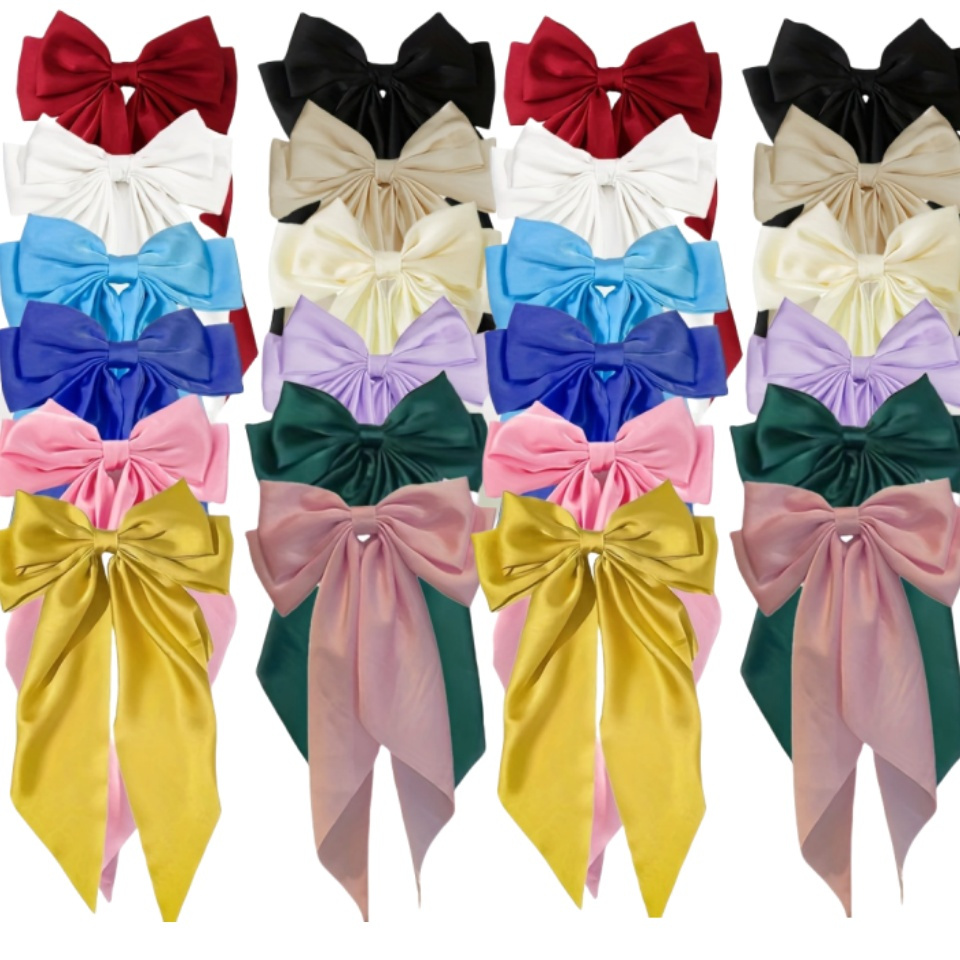 

Chic Satin Bow Hair Ties With Metal Clasps - 6/12pcs, Thanksgiving & , Cute