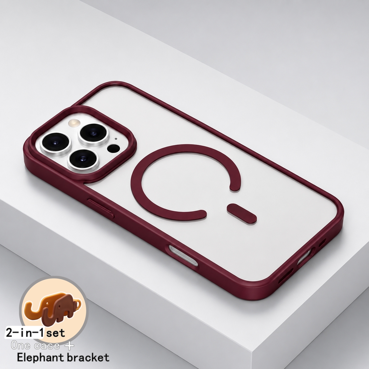 TEMU Phone Case: 2pcs Set (1 1 Support) Premium Berry Red Wireless Charging Phone Case Ultra Thin Profile Scratch Resistant Wear Resistant Suitable