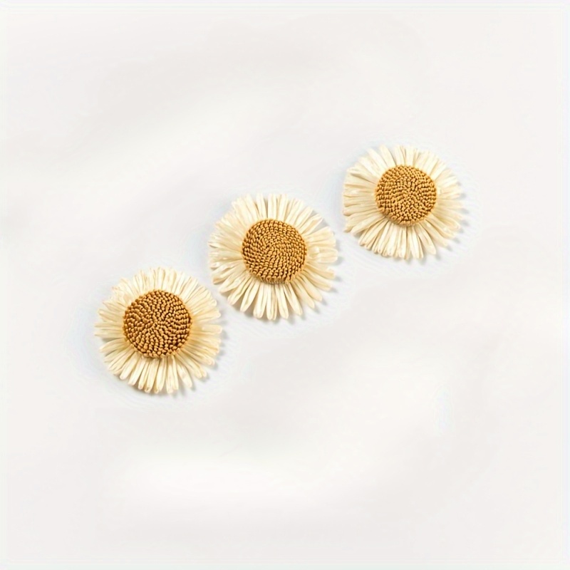 E-shop 3 Stück 8 cm / 3,15 Zoll Sonnenblumen- und Gänseblümchen-Bastelarbeiten aus Raffia PP-Stroh, geeignet für Strandhüte, Kleidung, Handy-Vorhänge,