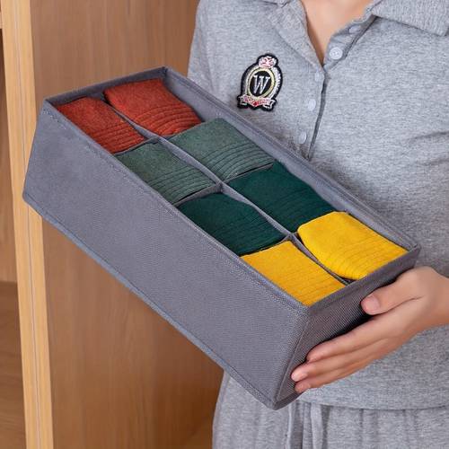 artikel foto 2 stuks opvouwbare opbergdoos met 8 , canvas materiaal, geborsteld oppervlak, zeer geschikt voor ondergoed en sokken organisatie, kledingkast , kledingopslag