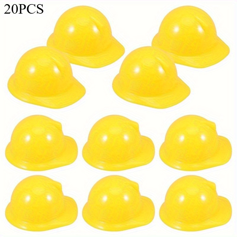 20pcs Mini Construction Helmets - Plastic Party Decorations, Desktop Accessories For Graduation, Beach Parties & Events, Event Accessories, Design, Lightweight Headgear