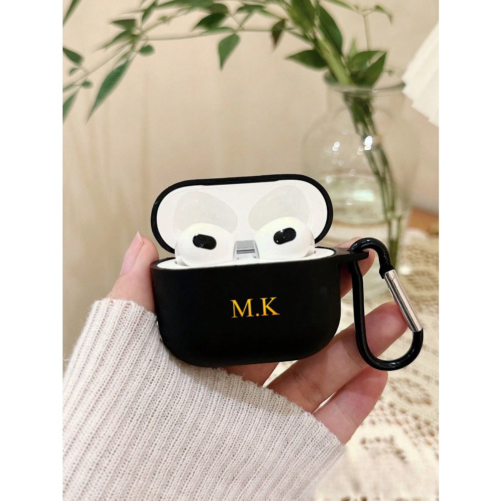 TEMU 1 Personalized And Simple Solid Color Bluetooth Earphone Protective Case, Fashionable And Versatile Customized Text Bluetooth Earphone Cover,