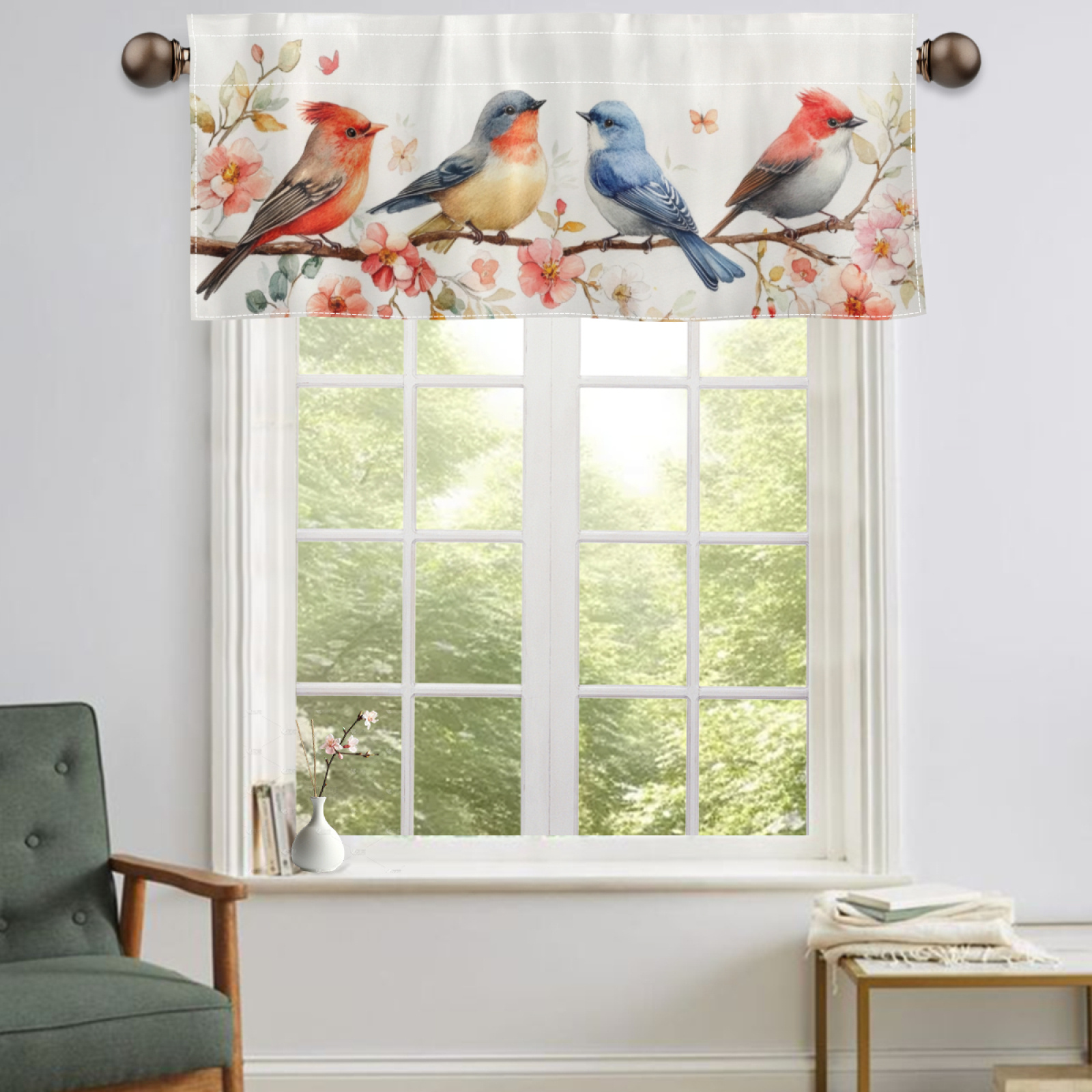 

& Printed Valance - Rod For , , Bathroom Decor | Polyester |