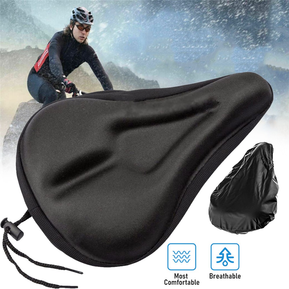 Image of Bicycle Cushion With Cover, Breathable Soft Cushion Cover For Bicycle Cover, Black
