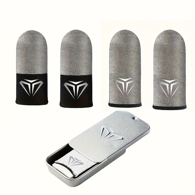 Of Anti-sweat Pure Silvery Fiber Gaming Finger Covers, Densely Woven Superconductive Fiber Finger Covers