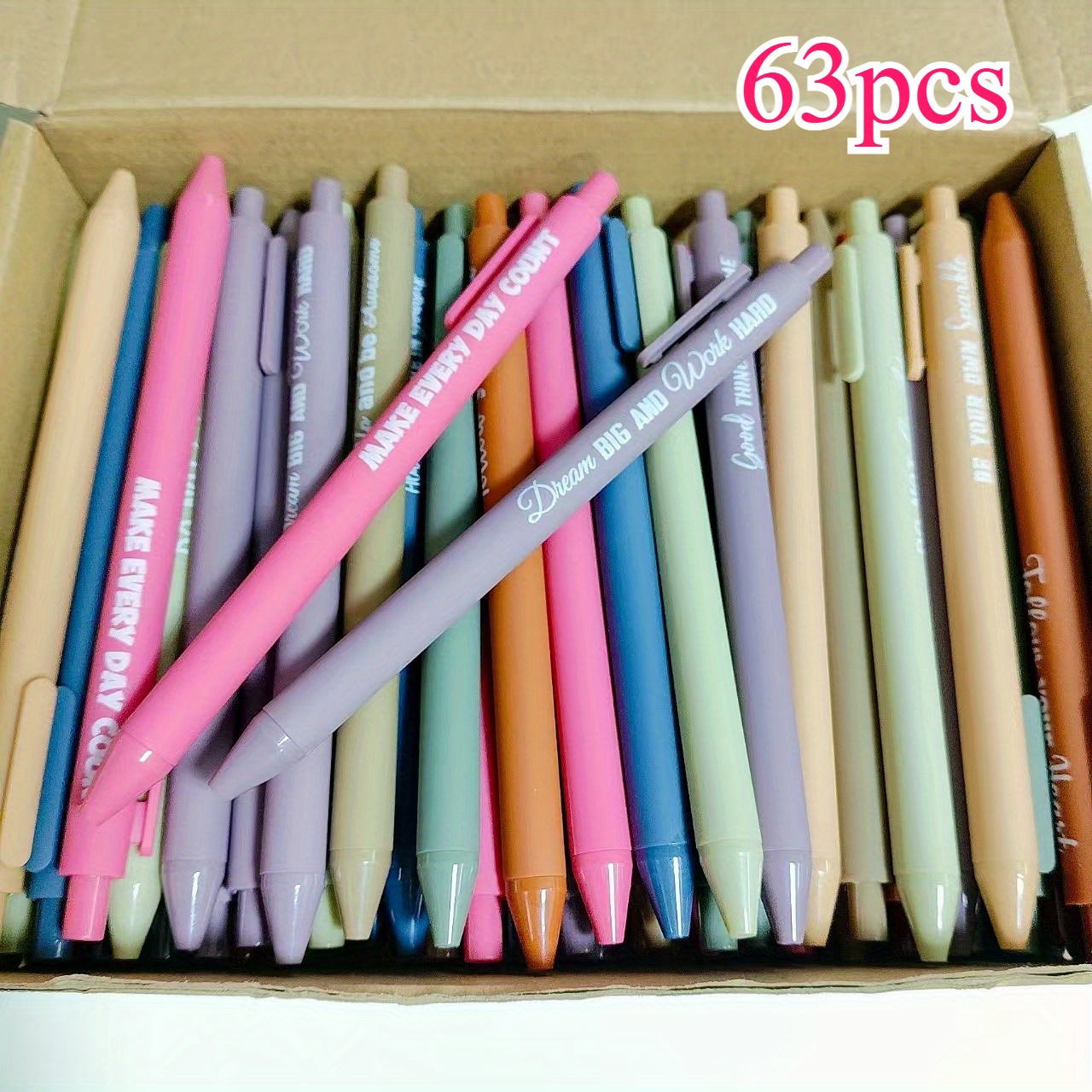 TEMU 63 Penne a Retrattili, Penne Motivazionali, Penne Ispirazionali, Penne con Citazioni in Confezione, Penne con Positive, Regali di Ringraziamento