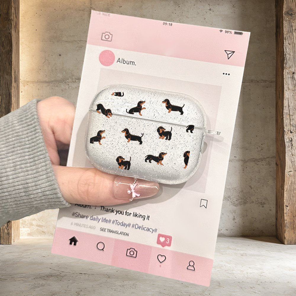 TEMU This Is A Cute Transparent For Protective Case Designed For Pro 3/4 Generation With A Lovely Dachshund Pattern, Compatible With For Airpods 3,