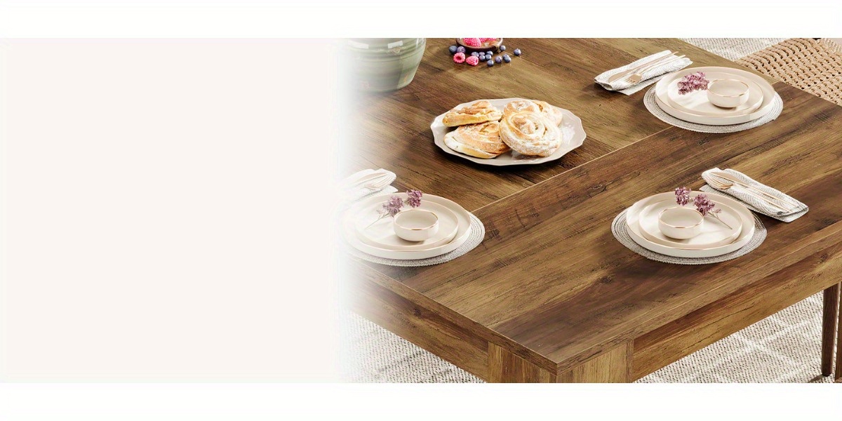 Rectangular Dining Table Measuring 63 Inches, Suitable for 4 to 6 Individuals, Perfect for Kitchen Or Dining Room Use, Featuring a Farmhouse Wooden Design
