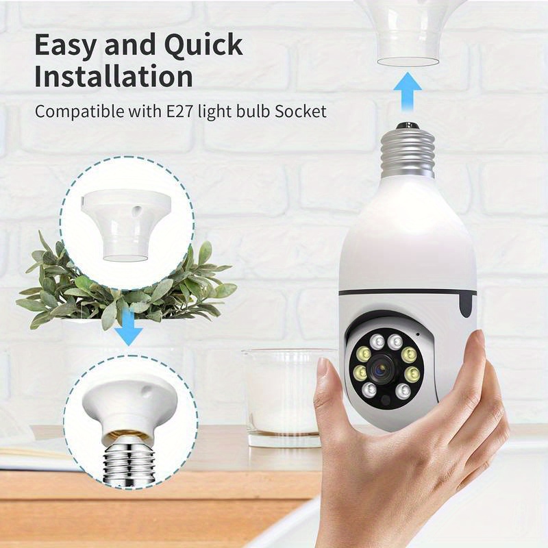 4 Piezas de Bombilla Inteligente WiFi 2.4G con Vigilancia | Monitoreo Panorámico 360°, 1080P FHD, Alertas por Detección de Movimiento, Visión Nocturna a Color y Diaria, Comunicación Bidireccional Remota vía Smartphone, Solución de Seguridad para Interiores,Monitoreo de Seguridad en el Hogar,Monitor Doméstico Discreto,Dispositivo de Seguridad Elegante,Construcción Interior Duradera,Inquilinos de Apartamentos,Usuarios Conocedores de Tecnología,Día,Vigilancia Nocturna