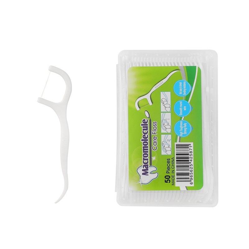 TEMU 100pcs (50 Individually Wrapped Boxes) Macromolecule Dental Floss Picks With Nylon Floss & Plastic Case-like Packaging - Individually Wrapped
