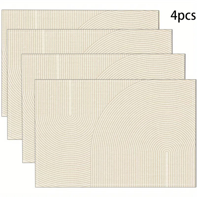 

4/6/8pcs Modern Linen Placemats Set - Rectangular Heat Resistant Table Mats, Machine Washable, Design For Dining Decor