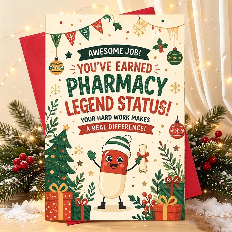 TEMU 1pc Christmas Greeting Card Christmas Appreciation Gift Card - For Pharmacists. Their Legend - Achievements. Ideal For Holiday Gifting To Show