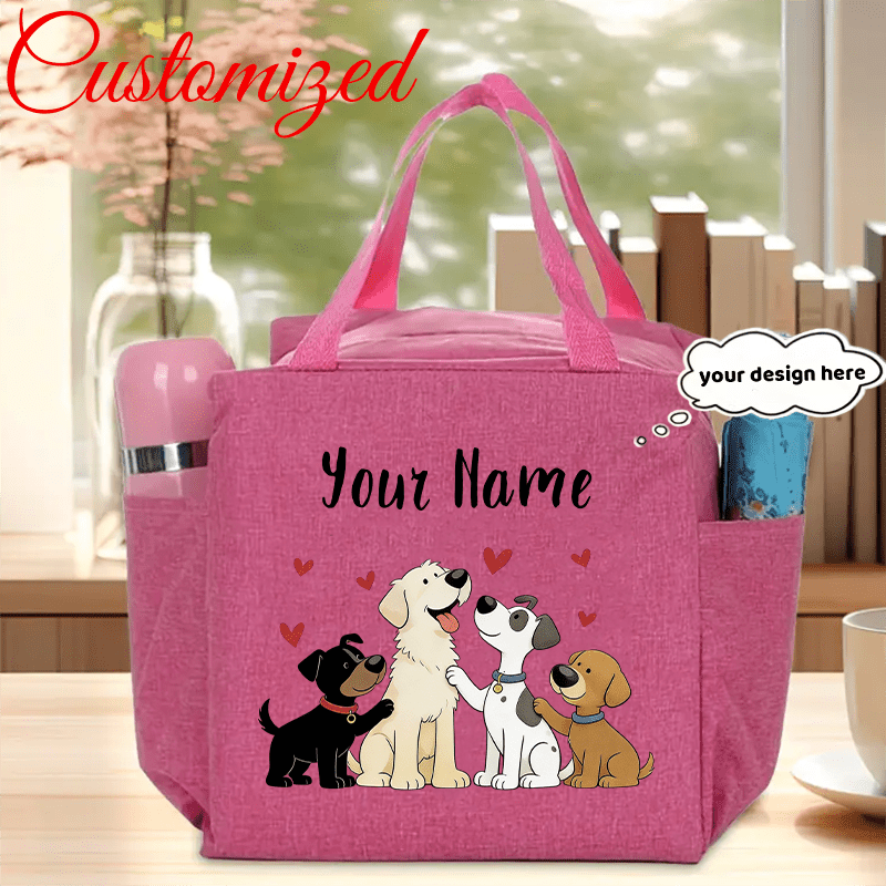 TEMU Custom Exclusive Women's Shoulder Bag, Personalized Name, Owner And Pet, Cute Puppy Pattern Theme, Dog Lover Gift Shoulder Bag, Durable Zipper