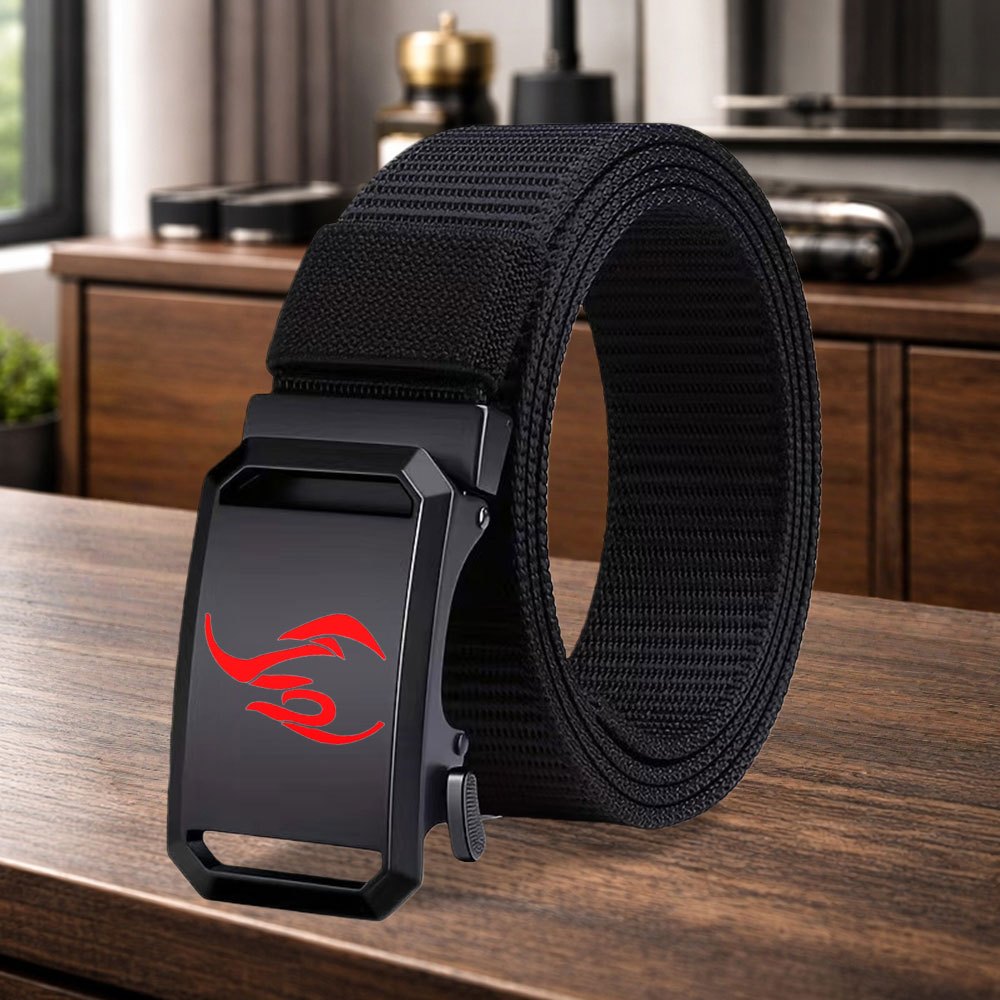 TEMU 1pc Men's Novelty Belt Fire Pattern Men's Waist Belt Belt Athletic Pants Trousers Jeans Accessory Fashion Goodie Men's Gift Optional