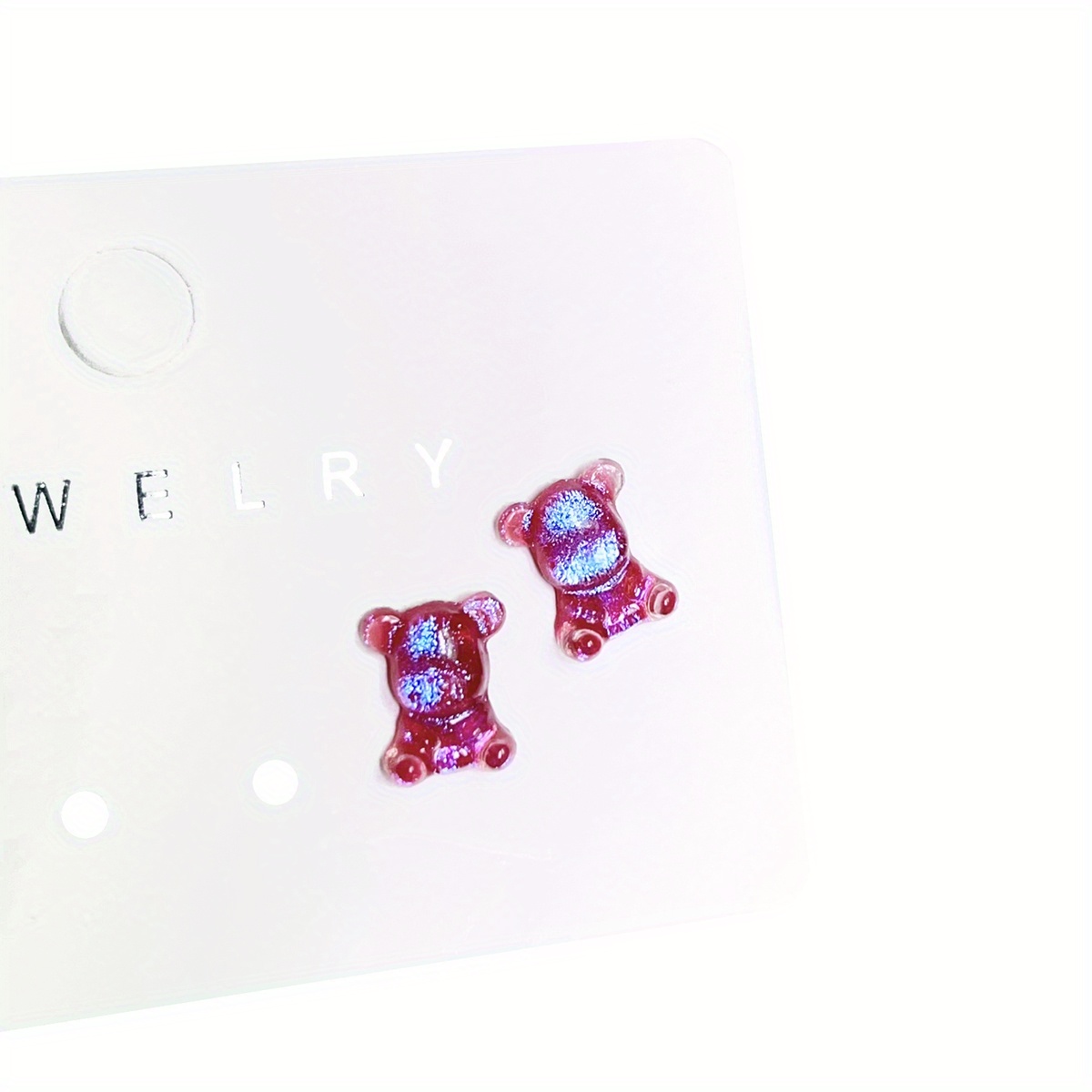 12pc Bling Bear Resin Stud Earrings Set for Sensitive Ears