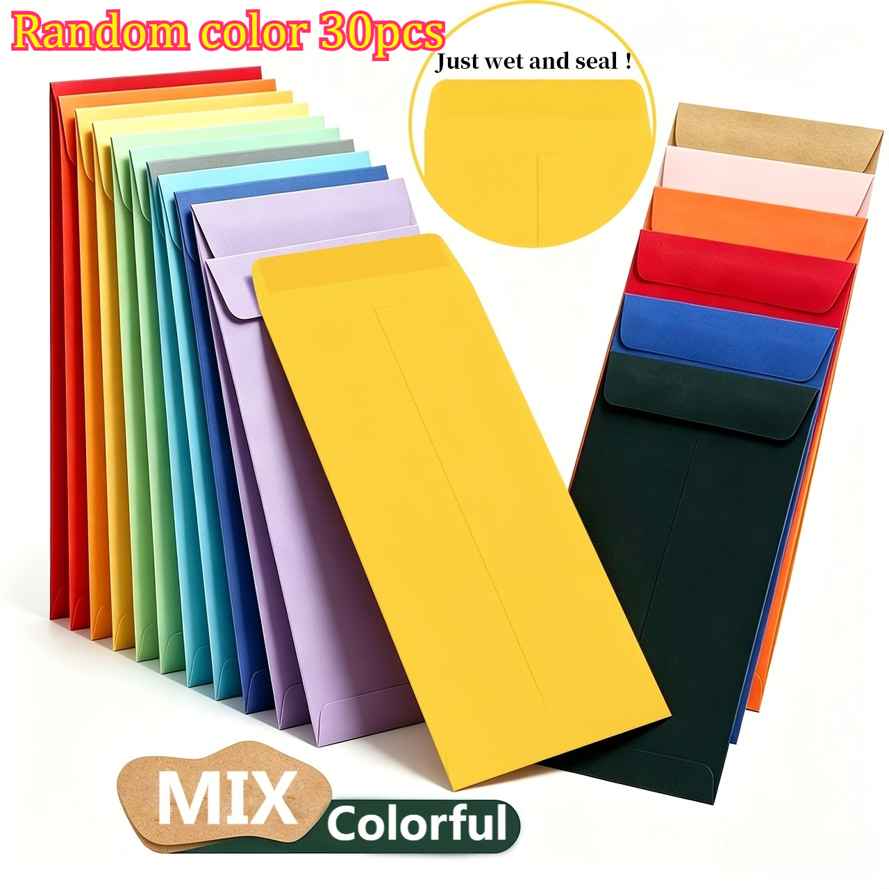 TEMU Random 30pcs Self-sealing Colored Cash Envelope Protectors, Cash, , Savings, , Currency Colored Envelopes, Macaron-colored Envelopes, Suitable