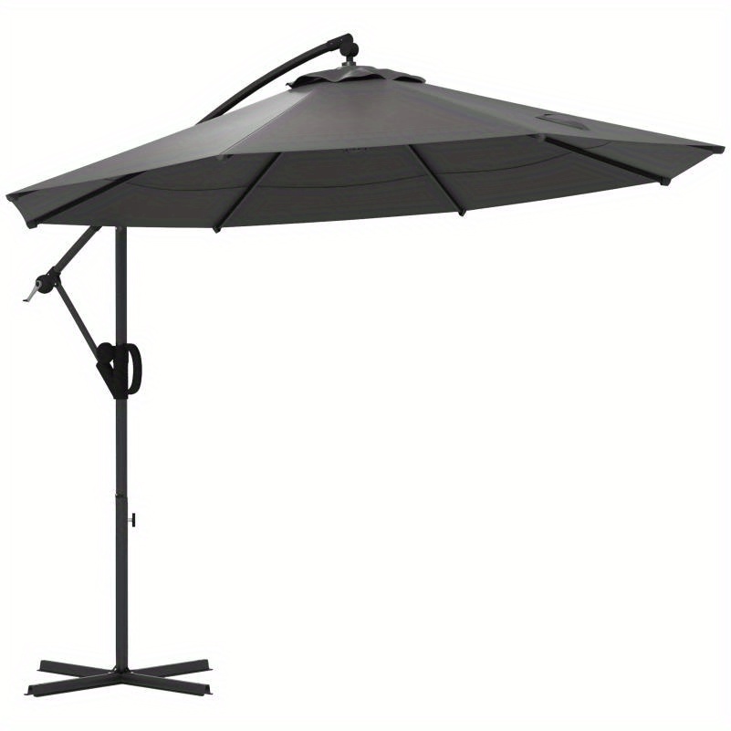 Self-Supporting Retractable Patio Screen with Crank & Cross Ventilated Umbrella Roof - 8-Rib Heavy-Duty Aluminum Frame, Gray Polyester Canopy, Adjustable Height (293x260cm) for Outdoor Deck, Balcony, Garden - Modern  , Sun Shade & Privacy Screen, Easy Operation, Durable & Portable, Balcony Cover, Sleek Canopy, Outdoor Roller Shade For Patio, Roller Shade For Outdoor Patio, Outdoor Patio Decor, Fence For Outside On
