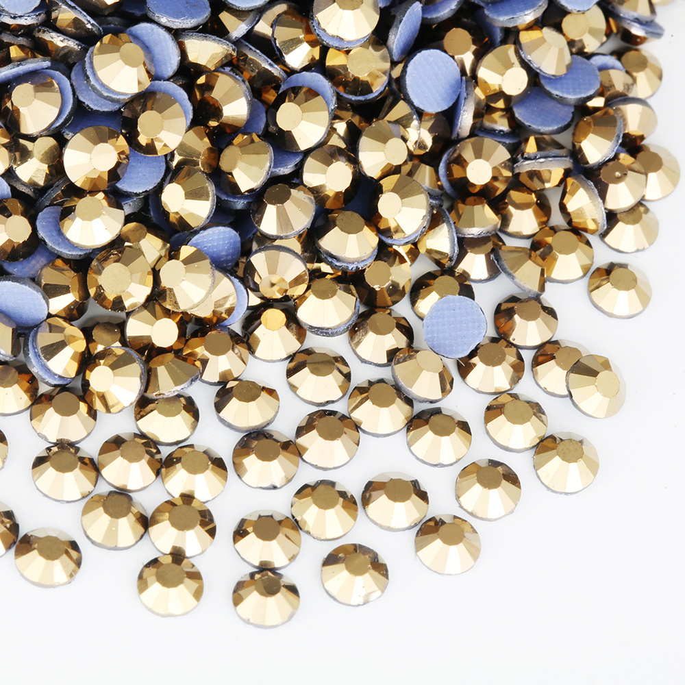 TEMU Ss6-ss30 Sparkling Golden Rhinestones For Jewelry Accessories, Phone Cases, Makeup Mirrors, Cups, Shoes, Car Emblems, Home Decor, And Craft