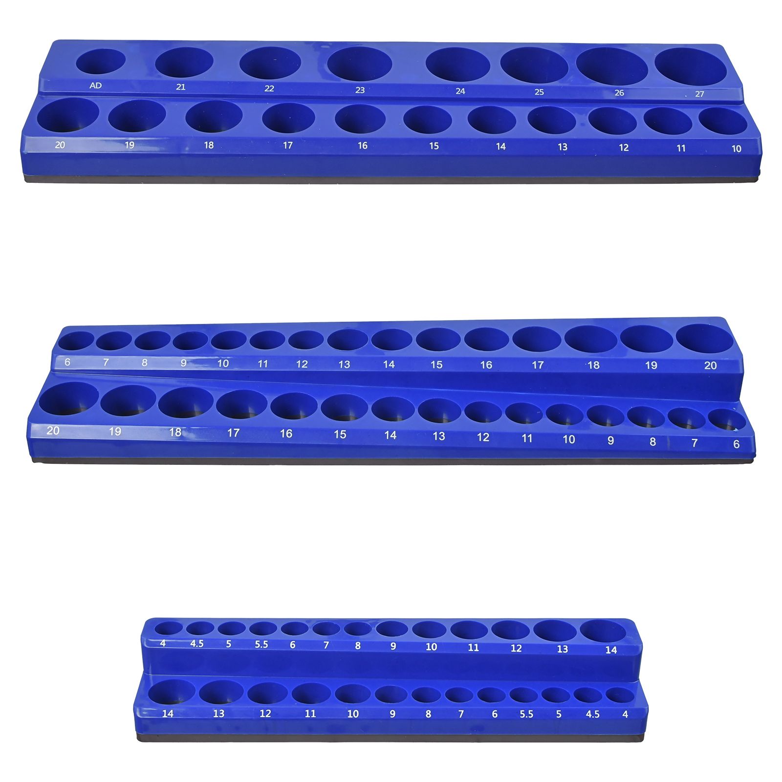 3pcs Magnetic Socket Organizer Storage Holder For 1/4" 3/8" & 1/2" Drive Metric, Storage Racks