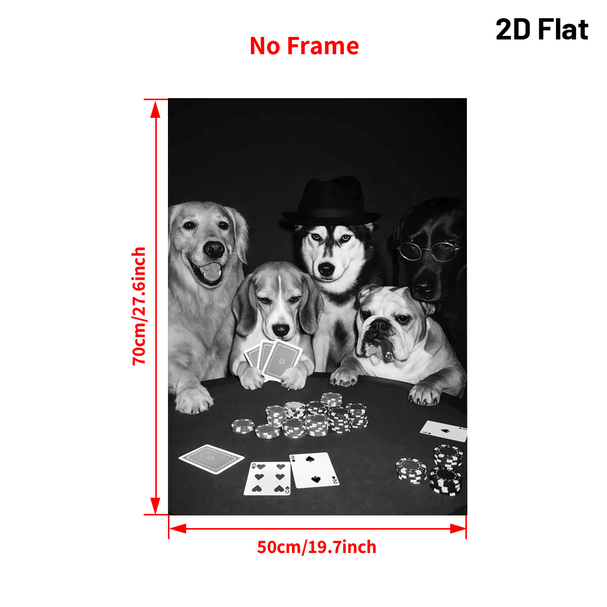 TEMU 2d Flat, 2d Flat, 2d Flat A Humorous Vintage Canvas Print Featuring Dogs Playing , Perfect As A Gift For Lovers. This Wall Art Is Suitable For