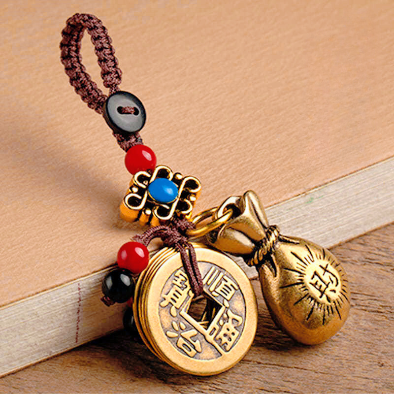 Image of 1pc Men's Alloy Money Gourd Keychain, Key Pendant, Men' Bag Charm, Wealth-attracting Key Ring, Holiday Gift