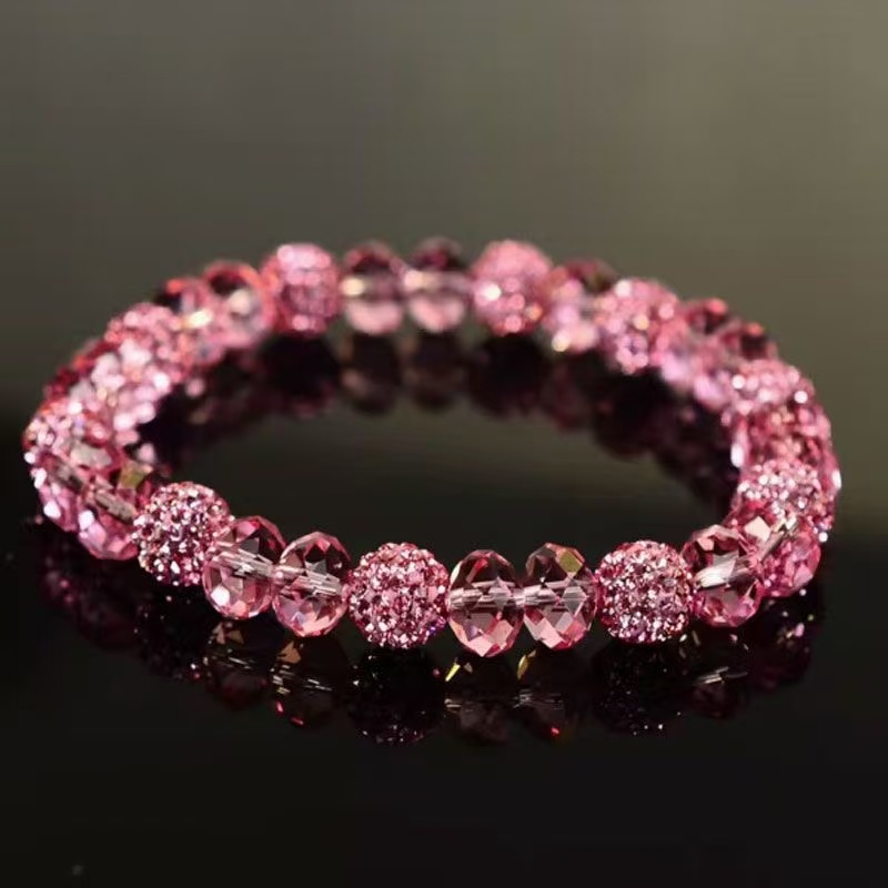 TEMU 1 stuks Glanzende Kristallen Kralen Armband, Glinsterende Strass Bal Stretch Armband, Elegante Luxe Mode Sieraden voor Vrouwen, een Perfecte