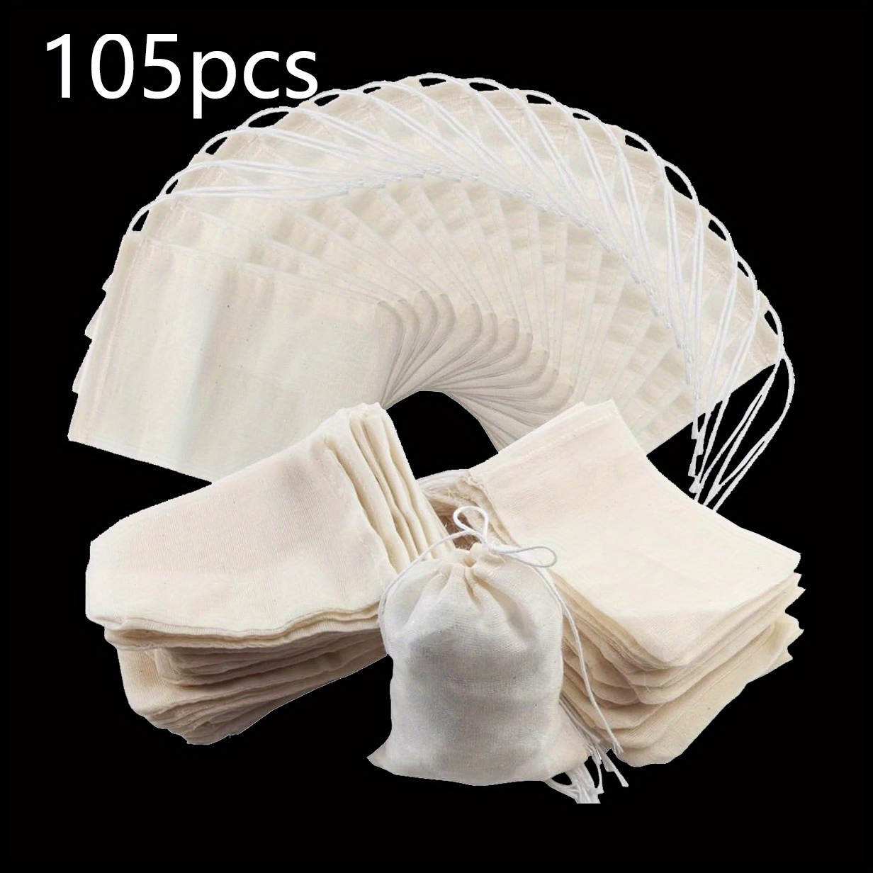 105pcs reusable drawstring pocket 10 15cm white perfectfor storing items like jewelry gifts for wedding parties and for   decorations