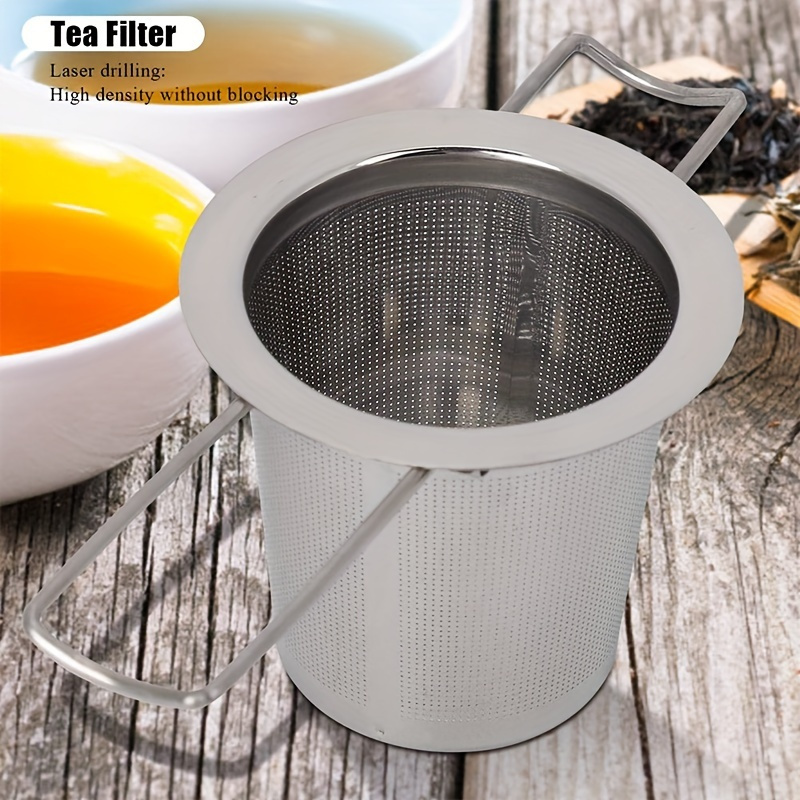 1pc stainless steel tea infuser with lid and handle micropore metal tea strainer basket for loose leaf tea home office restaurant hotel tea accessory details 4