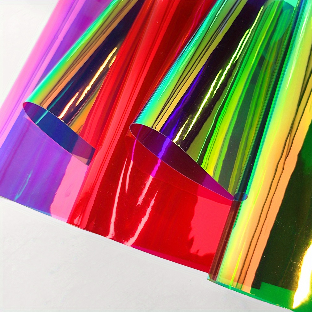 

10pcs Holographic Iridescent Pvc Sheets - Transparent Vinyl For Diy Crafts & Decorations